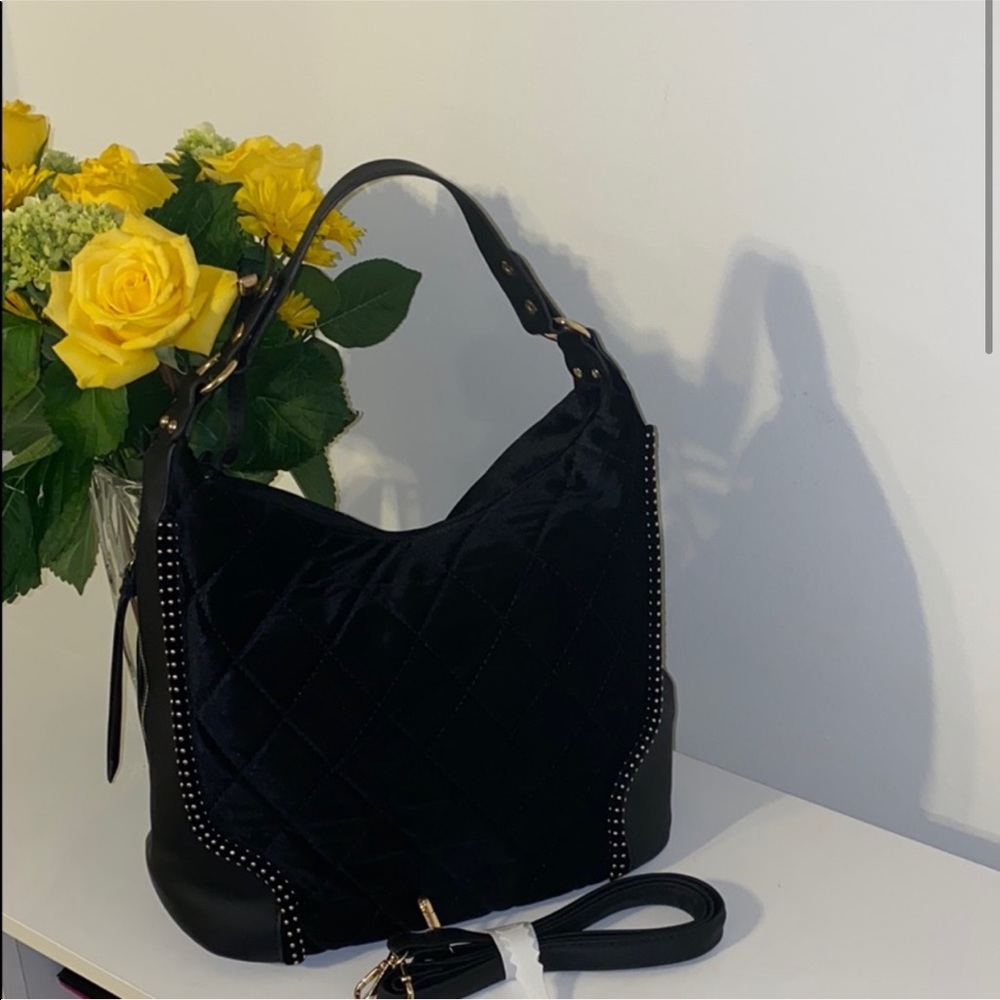 Black suede bag. Made in Germany